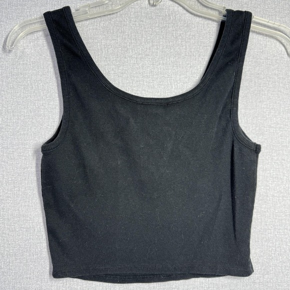 Forever 21 Tank Top Womens Medium Black Henley Ribbed Cropped Knit Sleeveless - Picture 3 of 3